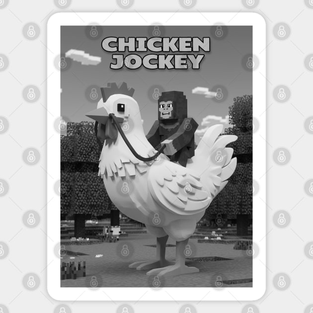 Chicken-Jockey - Funny Bigfoot riding chicken #2 Sticker by Megadorim